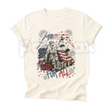 Merica and Justice For All Fourth Of July T-Shirt – Patriotic Rock Music Meme Tee, Funny Independence Day Unisex Graphic Shirt