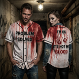 Unisex Horror Theme Graphic "Bloody" Baseball Jersey Shirt