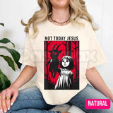 Not Today Jesus Baphomet Goat Design T-Shirt – Occult Satanic Goth Graphic Tee, Sarcastic Dark Humor Unisex Esoteric Demon Horns Shirt