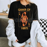 "Queen of Farts" Funny Joke T-Shirt - Inappropriate Fart Humor Tee, Sarcastic Prank Gift for Her, Hilarious Crown Graphic Top, Premium Heavyweight Gag Gift Shirt, Funny Wife or Girlfriend Humor Tee