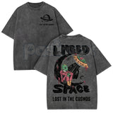 Retro Space Alien I Need Space T-Shirt – Sci-Fi Graphic Vintage Washed Tee, Funny UFO Lightweight Cotton Top, Aesthetic Galaxy Streetwear