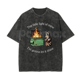 This Little Light of Mine Raccoon T-Shirt – Funny Trash Panda Graphic Tee, Lightweight Pink Washed Christian Humour Top
