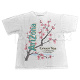 The Vintage Arizona Green Tea Cherry Blossom Shirt – Retro Y2K Aesthetic Graphic Tee, Pastel 90s Sakura Mint Unisex Classic Cotton Shirt