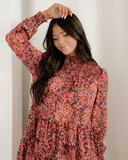 Lilith Shirred High Neck Loose Mini Dress