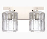 14"W Sloane 2-Light Vanity Polished Nickel with Clear Grooved Glass