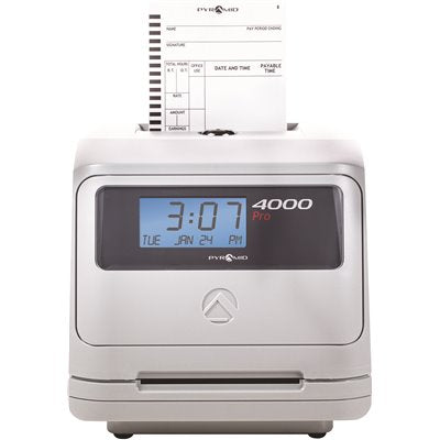 Pyramid Time Systems 4000 Time Clock, Auto Totaling, 50 Employees