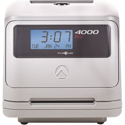Pyramid Time Systems 4000 Time Clock, Auto Totaling, 50 Employees