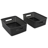 Plastic Weave Bin, Medium, Black (2-Pack)