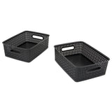 Plastic Weave Bin, Medium, Black (2-Pack)