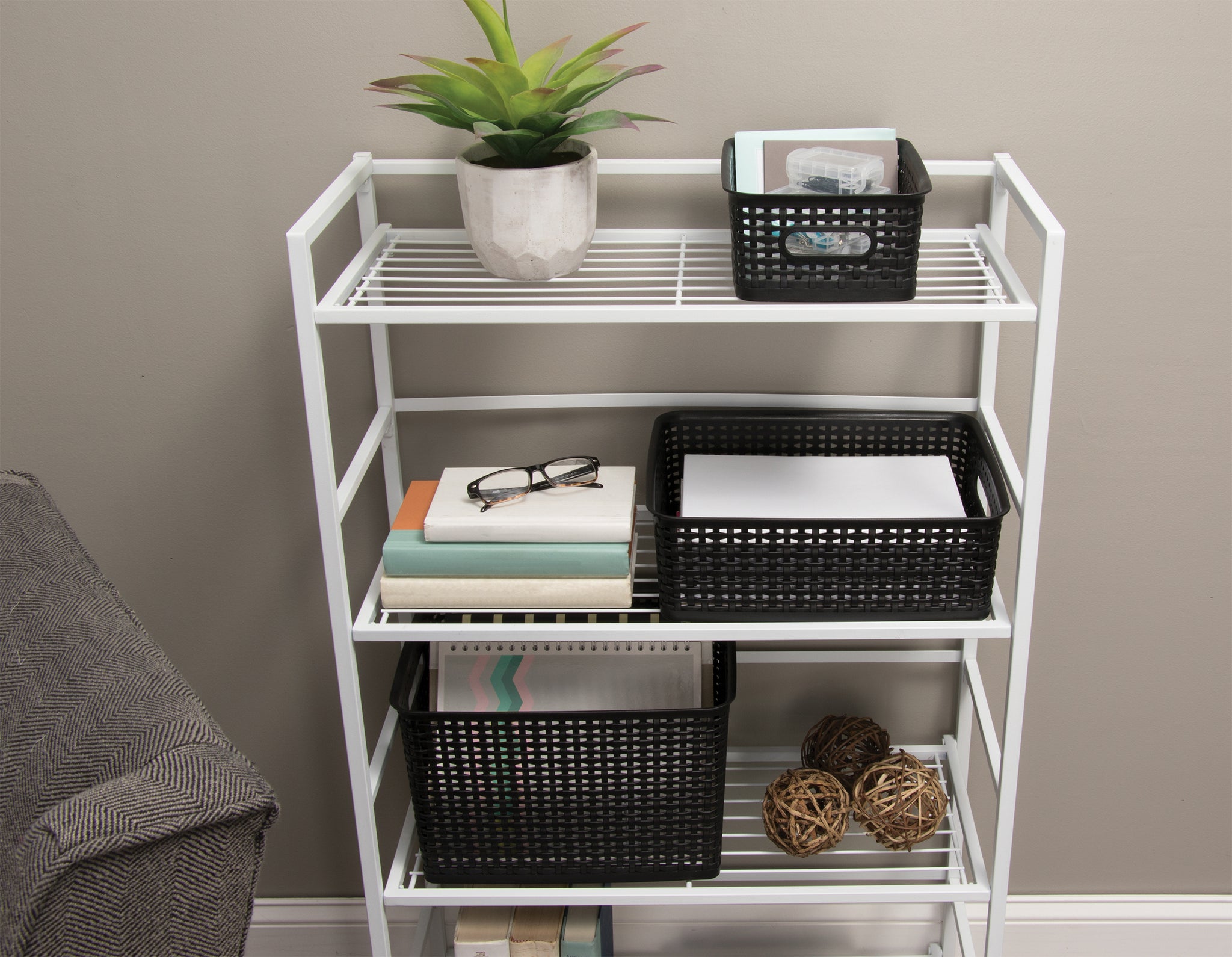 3 Pack Plastic Weave Bin: 1 Ea Small, Medium, Large
