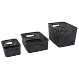 3 Pack Plastic Weave Bin: 1 Ea Small, Medium, Large