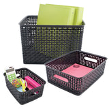 3 Pack Plastic Weave Bin: 1 Ea Small, Medium, Large