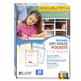 Reusable Dry Erase Pockets, Assorted Primary Colors, 9 X 12, 25/Bx, 40620