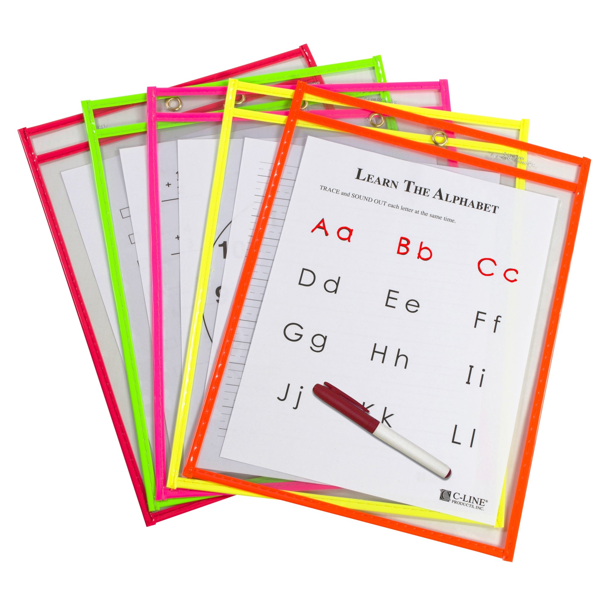 Reusable Dry Erase Pockets, Assorted, 9 X 12, 10/Pk, 40810