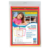 Reusable Dry Erase Pockets, Assorted, 9 X 12, 10/Pk, 40810