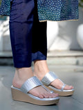 Shoetopia Classic Heeled Silver Kolhapuri For Women & Girls /Eu37,Silver,4,B0DRJCYKSW