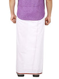 Prakasam Cotton White With Maroon Border Single Dhoti For Men (1.28X2.00 Mtrs)
