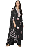 Anni Designer Women'S Rayon Viscose Printed Straight Kurta With Pant & Dupatta (Belagavi Black-Vks01_5Xl_Black_Xxxxx-Large),Black,5XL