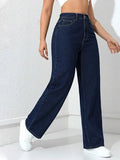 Toplot Jeans For Women || Women High Rise || Wide Leg Pants || Bell Bottom Jeans (Straight-Jeans-5204-Dark Blue-30),Dark Blue,30,B0DDTJ4YNP