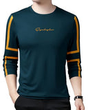 Eyebogler Mens Round Neck Full Sleeves Regular Fit Printed T-Shirt,Teal Blue Light MustApparel,M