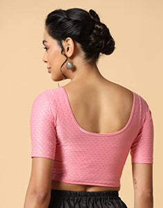 Toplot Cotton Blend Lycra Stretchable Readymade Blouses Pack Of 2 (Combo-5058-Bbp-Crm-36),Baby Pink-Cream,36,B0CV58CYNM