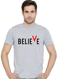 Adro Men'S Believe Design Printed T-Shirt (Xl, Grey)