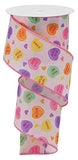 Conversation Hearts Canvas Wired Edge Ribbon, 2.5 Inch x 10 Yards (Powder Pink)
