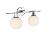Living District Cordelia 2-Light Iron/Glass Bath Sconce In Brass/Frosted White