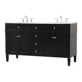 Elegant Decor Park Avenue 60 Solid Wood & Metal Double Bathroom Vanity In Black