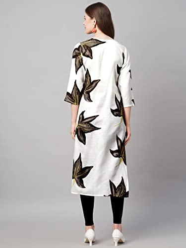 Anni Designer Women'S Pure Cotton Traditional Straight Printed Kurta (Rr Dup Black_L_Black_Large),Black,L,Cotton Blend,Regular,Kurta