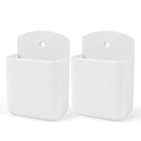 2 Pack White Remote Control Holder, Self adhesive Wall Mount Storage Box for TV and Air Conditioner Remote Controls, Pen Holder 