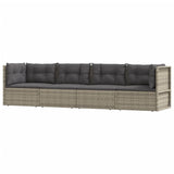 Vidaxl Patio Lounge Set: 4-Piece Outdoor Furniture With Gray Poly Rattan And Cushions For Garden