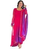 Gosriki Women'S Georgette Anarkali Solid Kurta With Pant & Dupatta (Sade Pink-Vks03-Gs_Xl_Pink_X-Large),Pink,,B0F54GGFR9