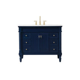 Elegant Decor Lexington 42 Solid Wood Single Bathroom Vanity In Blue