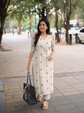 Gosriki Women'S Rayon Viscose Straight Printed Kurta With Pant (Kulam Cream-Gs_L_Cream_Large),Cream,,B0F1SSQQ8Y