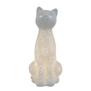 All The Rages Lt3056-Wht Simple Designs White Porcelain Kitty Cat Shaped Animal Light Table Lamp