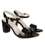 Elegant Black Heeled Sandals For Women ||Ankle Strap Chunky Block Heels With Gold Accent Open Toe Dress Eu39,Black,4,B0BSC8KJ9M