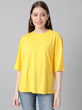 Kotty Women'S Cotton Blend Solid Oversized T-Shirts,Light YelllowApparel,XL