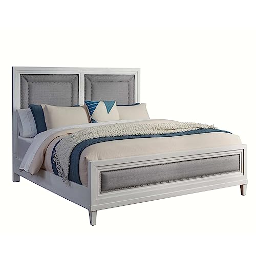 American Woodcrafters Dunescape 79' W Wood King Upholstered Bed In White
