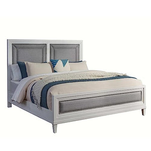 American Woodcrafters Dunescape 79' W Wood King Upholstered Bed In White
