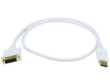 Displayport To Dvi Cable White 3Ft