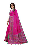 Gosriki Womens Jute Silk Printed Saree With Blouse(Shaniya-Pink_Go),Pink,,B0977DDMKD