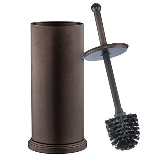 Home-it Toilet Bowl Brush and Holder - Bronze Bathroom Accessories Covered Toilet Brush Compact, Space Saving, Deep Cleaning Bru