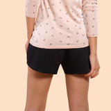 Enamor Essentials Women's Relaxed Fit Mid Rise 100% Cotton Mid-Thigh Length Shorts With Adjustable Waistband & Pockets - E078(E078-Jet Black-XL),Jet Black