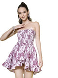 Oomph! Women'S Western & Fusion Wear Smocked Mini Dress For Women Western Purple - Md939,Aubergine Purple,Aubergine Purple,Xl