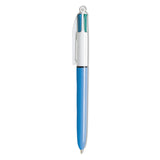 BIC MM11 4Color Retractable Ballpoint Pen, Assorted Ink, Blue Barrel, 1mm, Medium