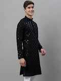Jompers Men'S Chikankari Embroidered And Sequence Kurtas Only (Black, M)