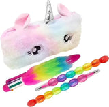 Eclet 4 Pcs Stationery Combo Set with Fur Pouch, Pen & 2 Moti Pencils IR