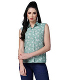 Oomph! Summer Shirts For Women Floral Printed Green,Mint GreenApparel,S