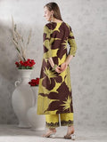 Gosriki Women'S Rayon Blend Straight Printed Kurta With Palazzo (Nolaram Yellow-Vks02-Gs_S_Yellow_Small),Yellow,,B0DJWFY1J7